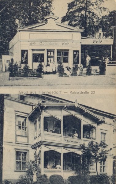 Das heutige "Kleine Restaurant" und das benachbarte "Waldschloss" in einer alten Ansicht.