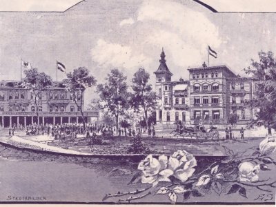 Blick auf Lindemanns Hotel der heutige Pommersche Hof und das Seeschloss.