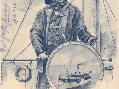 Der Dampfer Swinemünde auf hoher See.