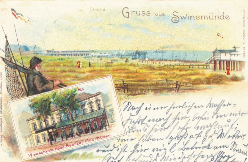 Ein Fischer am Strand von Swinemünde.